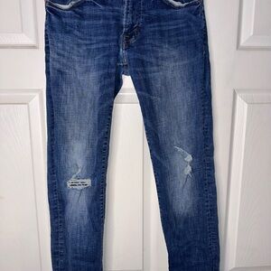 American Eagle Blue Skinny Jeans with Distressed Details